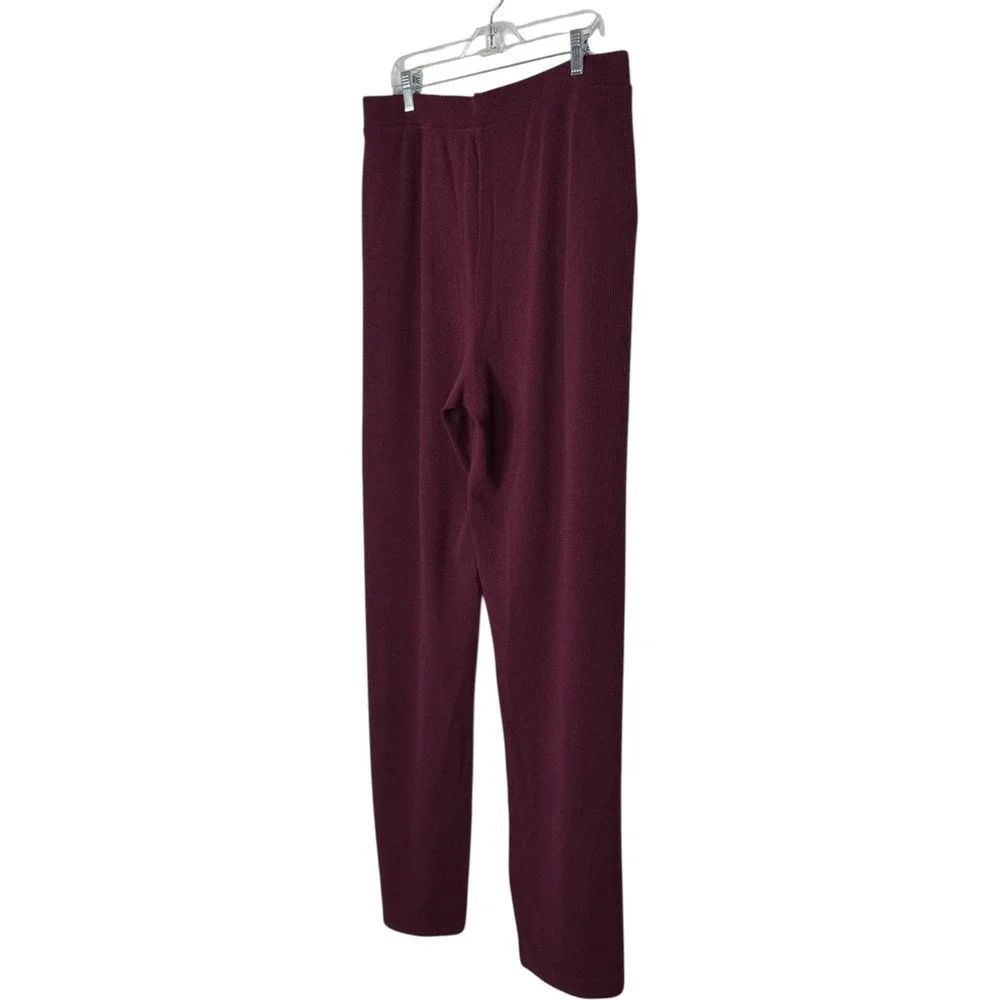 Cuddl Duds Soft Rib Lounge Pants Women Medium Tall MT Bordeaux Red A696247‎